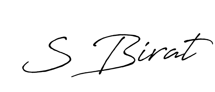 The best way (Antro_Vectra_Bolder) to make a short signature is to pick only two or three words in your name. The name S Birat include a total of six letters. For converting this name. S Birat signature style 7 images and pictures png