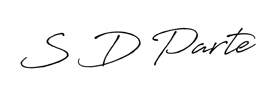 The best way (Antro_Vectra_Bolder) to make a short signature is to pick only two or three words in your name. The name S D Parte include a total of six letters. For converting this name. S D Parte signature style 7 images and pictures png