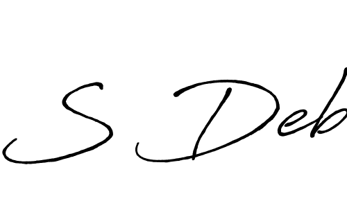 How to make S Deb name signature. Use Antro_Vectra_Bolder style for creating short signs online. This is the latest handwritten sign. S Deb signature style 7 images and pictures png