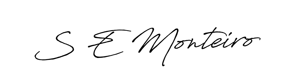 The best way (Antro_Vectra_Bolder) to make a short signature is to pick only two or three words in your name. The name S E Monteiro include a total of six letters. For converting this name. S E Monteiro signature style 7 images and pictures png