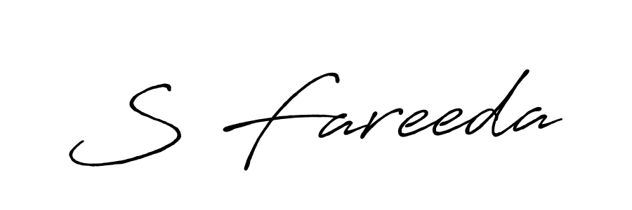 How to make S Fareeda name signature. Use Antro_Vectra_Bolder style for creating short signs online. This is the latest handwritten sign. S Fareeda signature style 7 images and pictures png