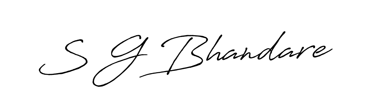 How to make S G Bhandare name signature. Use Antro_Vectra_Bolder style for creating short signs online. This is the latest handwritten sign. S G Bhandare signature style 7 images and pictures png