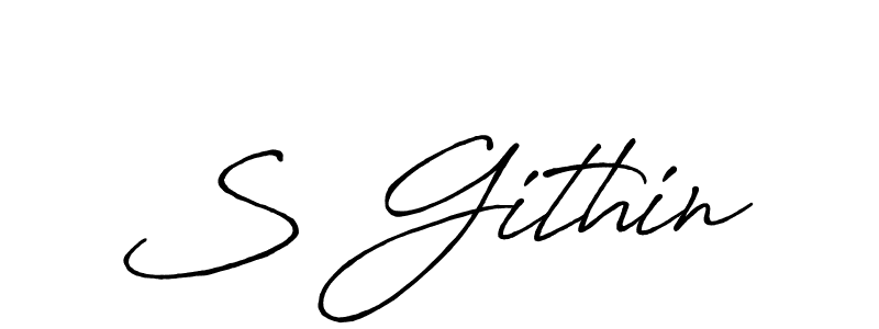 How to make S Githin name signature. Use Antro_Vectra_Bolder style for creating short signs online. This is the latest handwritten sign. S Githin signature style 7 images and pictures png