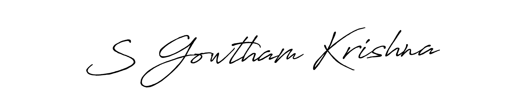 How to make S Gowtham Krishna name signature. Use Antro_Vectra_Bolder style for creating short signs online. This is the latest handwritten sign. S Gowtham Krishna signature style 7 images and pictures png