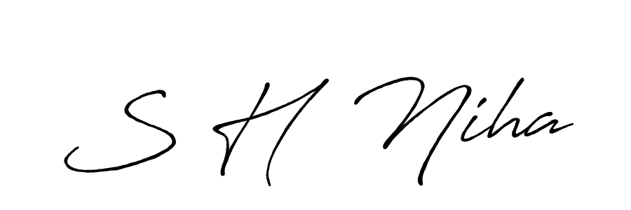 This is the best signature style for the S H  Niha name. Also you like these signature font (Antro_Vectra_Bolder). Mix name signature. S H  Niha signature style 7 images and pictures png