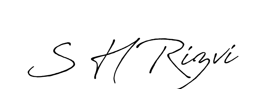 The best way (Antro_Vectra_Bolder) to make a short signature is to pick only two or three words in your name. The name S H Rizvi include a total of six letters. For converting this name. S H Rizvi signature style 7 images and pictures png