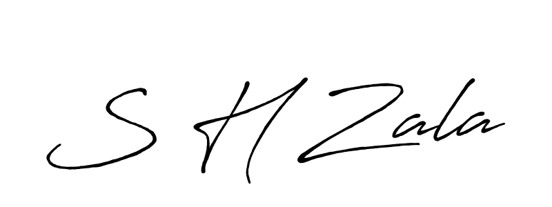 Use a signature maker to create a handwritten signature online. With this signature software, you can design (Antro_Vectra_Bolder) your own signature for name S H Zala. S H Zala signature style 7 images and pictures png