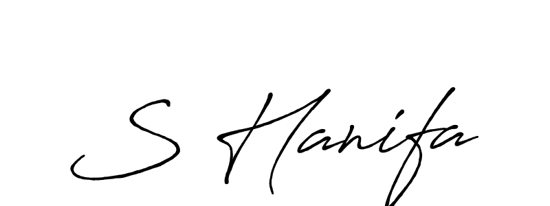 The best way (Antro_Vectra_Bolder) to make a short signature is to pick only two or three words in your name. The name S Hanifa include a total of six letters. For converting this name. S Hanifa signature style 7 images and pictures png