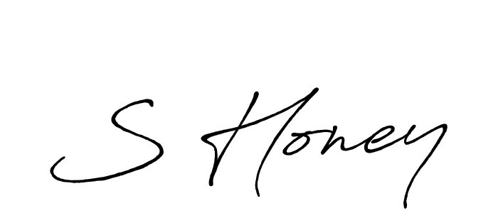 The best way (Antro_Vectra_Bolder) to make a short signature is to pick only two or three words in your name. The name S Honey include a total of six letters. For converting this name. S Honey signature style 7 images and pictures png