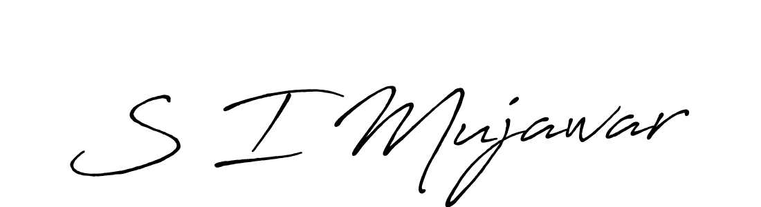 How to make S I Mujawar name signature. Use Antro_Vectra_Bolder style for creating short signs online. This is the latest handwritten sign. S I Mujawar signature style 7 images and pictures png