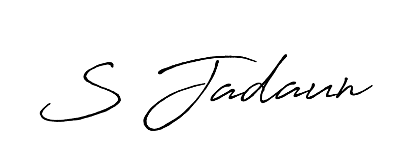 How to make S Jadaun name signature. Use Antro_Vectra_Bolder style for creating short signs online. This is the latest handwritten sign. S Jadaun signature style 7 images and pictures png