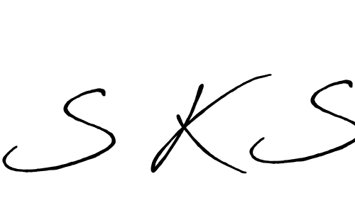 Make a beautiful signature design for name S K S. With this signature (Antro_Vectra_Bolder) style, you can create a handwritten signature for free. S K S signature style 7 images and pictures png