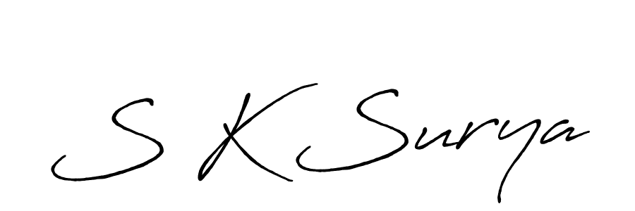 The best way (Antro_Vectra_Bolder) to make a short signature is to pick only two or three words in your name. The name S K Surya include a total of six letters. For converting this name. S K Surya signature style 7 images and pictures png
