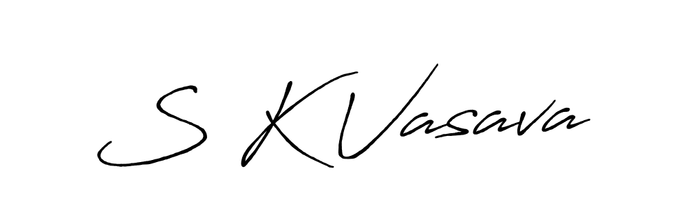 Use a signature maker to create a handwritten signature online. With this signature software, you can design (Antro_Vectra_Bolder) your own signature for name S K Vasava. S K Vasava signature style 7 images and pictures png