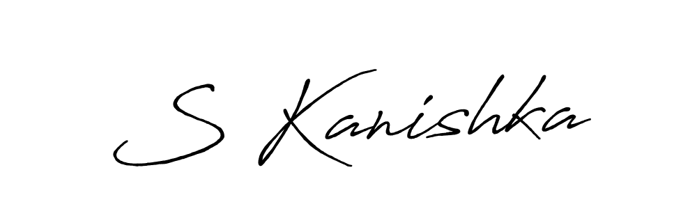 The best way (Antro_Vectra_Bolder) to make a short signature is to pick only two or three words in your name. The name S Kanishka include a total of six letters. For converting this name. S Kanishka signature style 7 images and pictures png