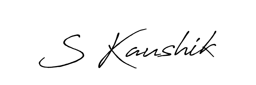 if you are searching for the best signature style for your name S Kaushik. so please give up your signature search. here we have designed multiple signature styles  using Antro_Vectra_Bolder. S Kaushik signature style 7 images and pictures png