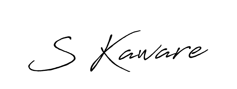 The best way (Antro_Vectra_Bolder) to make a short signature is to pick only two or three words in your name. The name S Kaware include a total of six letters. For converting this name. S Kaware signature style 7 images and pictures png