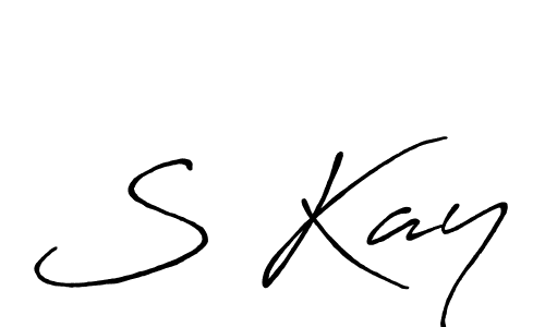 The best way (Antro_Vectra_Bolder) to make a short signature is to pick only two or three words in your name. The name S Kay include a total of six letters. For converting this name. S Kay signature style 7 images and pictures png