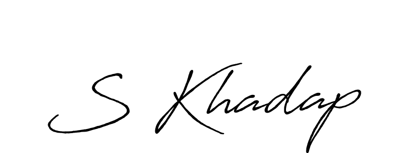 You can use this online signature creator to create a handwritten signature for the name S Khadap. This is the best online autograph maker. S Khadap signature style 7 images and pictures png