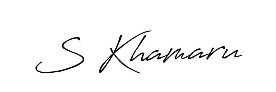 if you are searching for the best signature style for your name S Khamaru. so please give up your signature search. here we have designed multiple signature styles  using Antro_Vectra_Bolder. S Khamaru signature style 7 images and pictures png