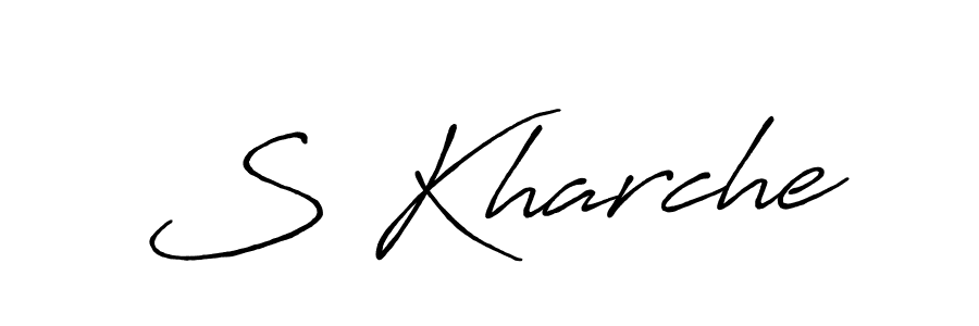 The best way (Antro_Vectra_Bolder) to make a short signature is to pick only two or three words in your name. The name S Kharche include a total of six letters. For converting this name. S Kharche signature style 7 images and pictures png