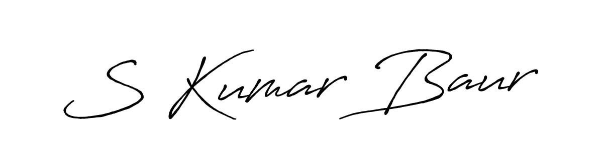 The best way (Antro_Vectra_Bolder) to make a short signature is to pick only two or three words in your name. The name S Kumar Baur include a total of six letters. For converting this name. S Kumar Baur signature style 7 images and pictures png