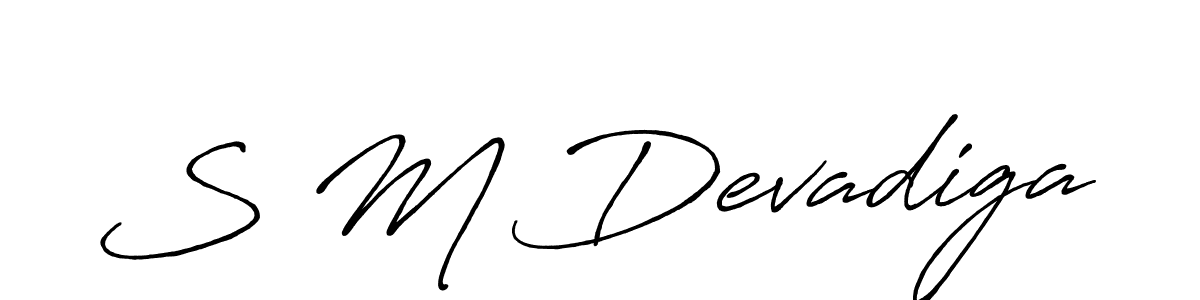 The best way (Antro_Vectra_Bolder) to make a short signature is to pick only two or three words in your name. The name S M Devadiga include a total of six letters. For converting this name. S M Devadiga signature style 7 images and pictures png