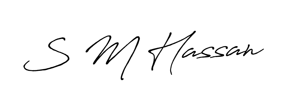 The best way (Antro_Vectra_Bolder) to make a short signature is to pick only two or three words in your name. The name S M Hassan include a total of six letters. For converting this name. S M Hassan signature style 7 images and pictures png