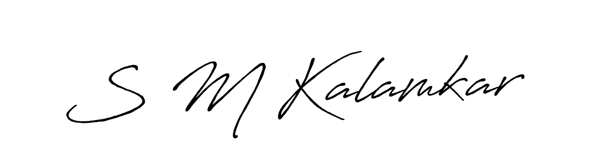 The best way (Antro_Vectra_Bolder) to make a short signature is to pick only two or three words in your name. The name S M Kalamkar include a total of six letters. For converting this name. S M Kalamkar signature style 7 images and pictures png