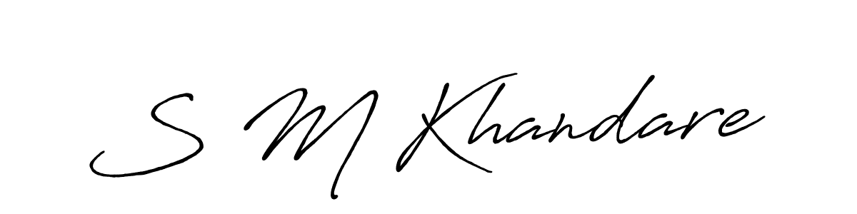 The best way (Antro_Vectra_Bolder) to make a short signature is to pick only two or three words in your name. The name S M Khandare include a total of six letters. For converting this name. S M Khandare signature style 7 images and pictures png