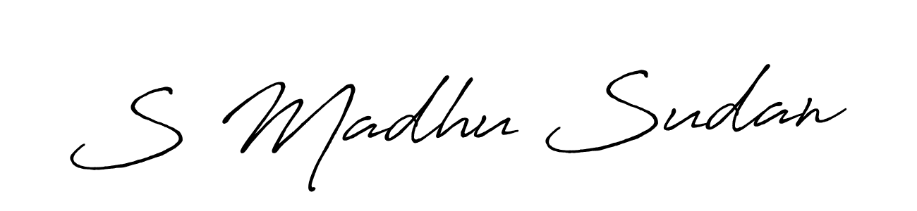 Antro_Vectra_Bolder is a professional signature style that is perfect for those who want to add a touch of class to their signature. It is also a great choice for those who want to make their signature more unique. Get S Madhu Sudan name to fancy signature for free. S Madhu Sudan signature style 7 images and pictures png