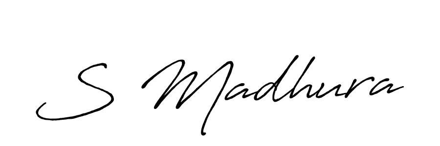 Use a signature maker to create a handwritten signature online. With this signature software, you can design (Antro_Vectra_Bolder) your own signature for name S Madhura. S Madhura signature style 7 images and pictures png