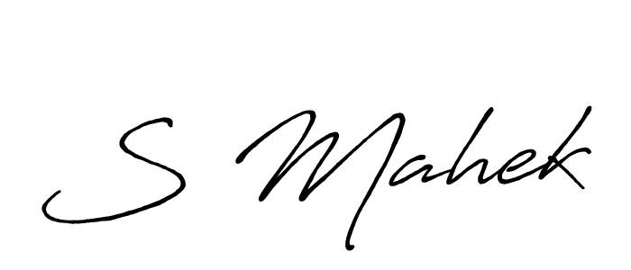 How to make S Mahek name signature. Use Antro_Vectra_Bolder style for creating short signs online. This is the latest handwritten sign. S Mahek signature style 7 images and pictures png