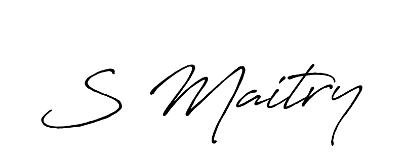 if you are searching for the best signature style for your name S Maitry. so please give up your signature search. here we have designed multiple signature styles  using Antro_Vectra_Bolder. S Maitry signature style 7 images and pictures png