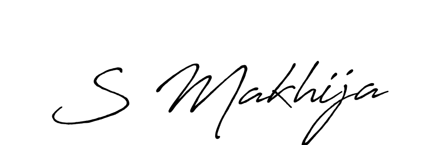 Use a signature maker to create a handwritten signature online. With this signature software, you can design (Antro_Vectra_Bolder) your own signature for name S Makhija. S Makhija signature style 7 images and pictures png