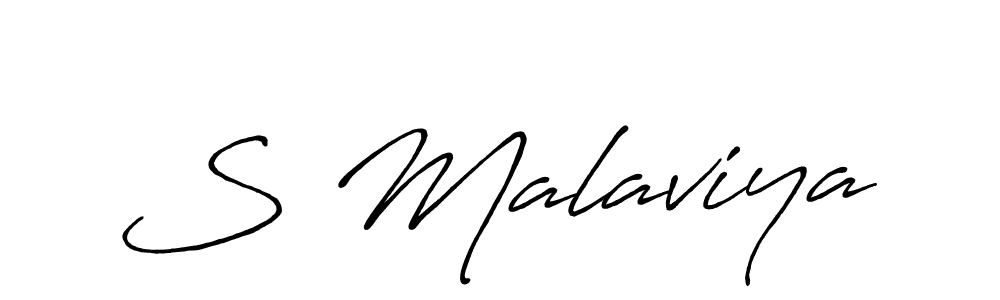 Create a beautiful signature design for name S Malaviya. With this signature (Antro_Vectra_Bolder) fonts, you can make a handwritten signature for free. S Malaviya signature style 7 images and pictures png