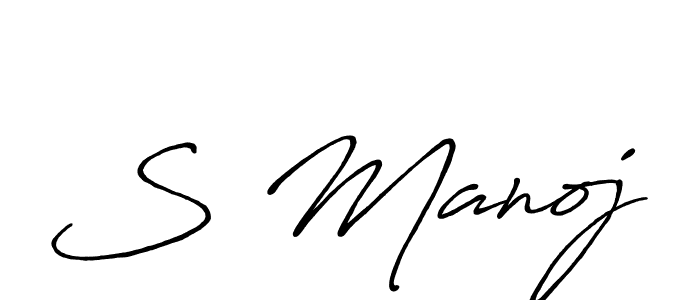 How to make S Manoj signature? Antro_Vectra_Bolder is a professional autograph style. Create handwritten signature for S Manoj name. S Manoj signature style 7 images and pictures png