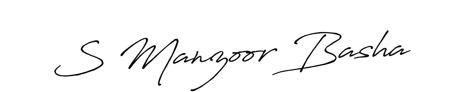 You should practise on your own different ways (Antro_Vectra_Bolder) to write your name (S Manzoor Basha) in signature. don't let someone else do it for you. S Manzoor Basha signature style 7 images and pictures png