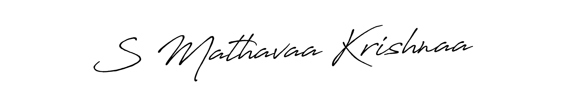 How to make S Mathavaa Krishnaa name signature. Use Antro_Vectra_Bolder style for creating short signs online. This is the latest handwritten sign. S Mathavaa Krishnaa signature style 7 images and pictures png