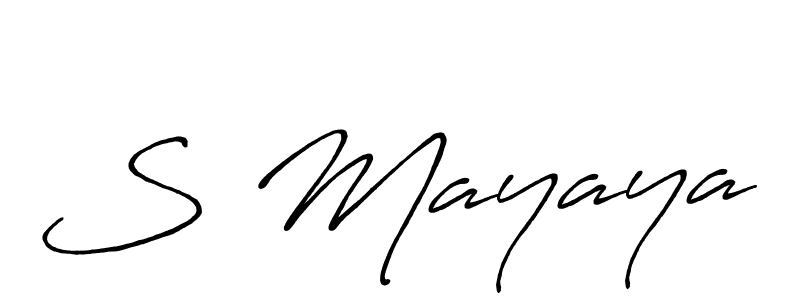 Use a signature maker to create a handwritten signature online. With this signature software, you can design (Antro_Vectra_Bolder) your own signature for name S Mayaya. S Mayaya signature style 7 images and pictures png