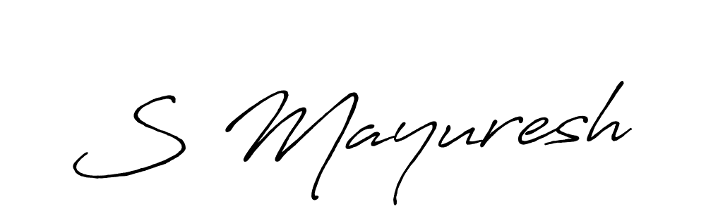 How to make S Mayuresh name signature. Use Antro_Vectra_Bolder style for creating short signs online. This is the latest handwritten sign. S Mayuresh signature style 7 images and pictures png