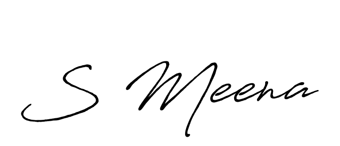The best way (Antro_Vectra_Bolder) to make a short signature is to pick only two or three words in your name. The name S Meena include a total of six letters. For converting this name. S Meena signature style 7 images and pictures png