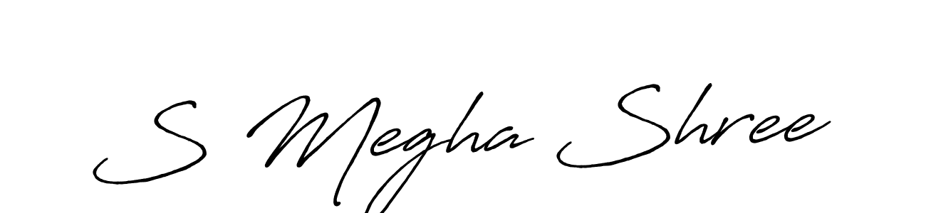 You should practise on your own different ways (Antro_Vectra_Bolder) to write your name (S Megha Shree) in signature. don't let someone else do it for you. S Megha Shree signature style 7 images and pictures png