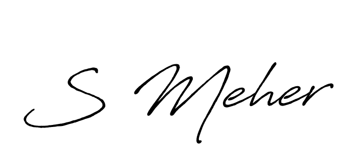 The best way (Antro_Vectra_Bolder) to make a short signature is to pick only two or three words in your name. The name S Meher include a total of six letters. For converting this name. S Meher signature style 7 images and pictures png