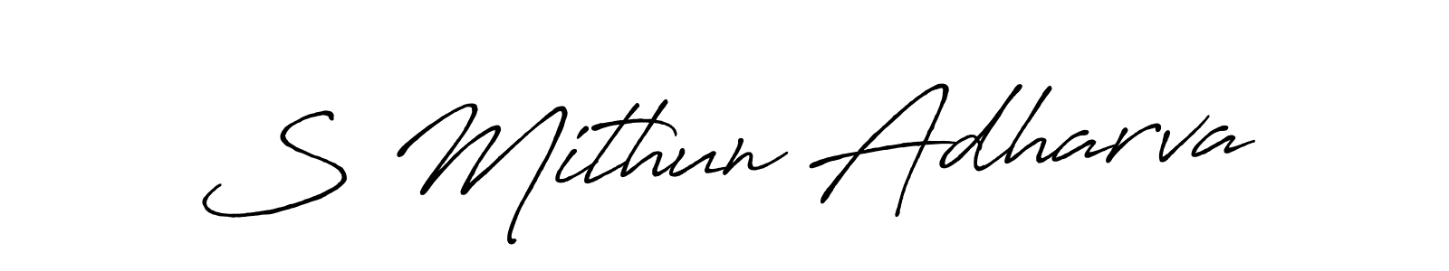 This is the best signature style for the S Mithun Adharva name. Also you like these signature font (Antro_Vectra_Bolder). Mix name signature. S Mithun Adharva signature style 7 images and pictures png