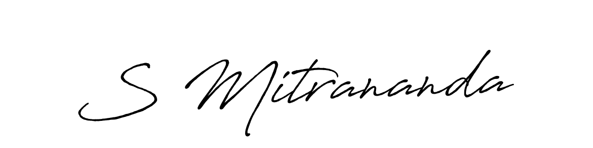 The best way (Antro_Vectra_Bolder) to make a short signature is to pick only two or three words in your name. The name S Mitrananda include a total of six letters. For converting this name. S Mitrananda signature style 7 images and pictures png