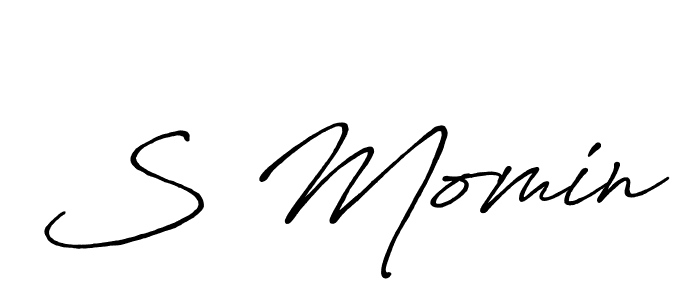 Use a signature maker to create a handwritten signature online. With this signature software, you can design (Antro_Vectra_Bolder) your own signature for name S Momin. S Momin signature style 7 images and pictures png