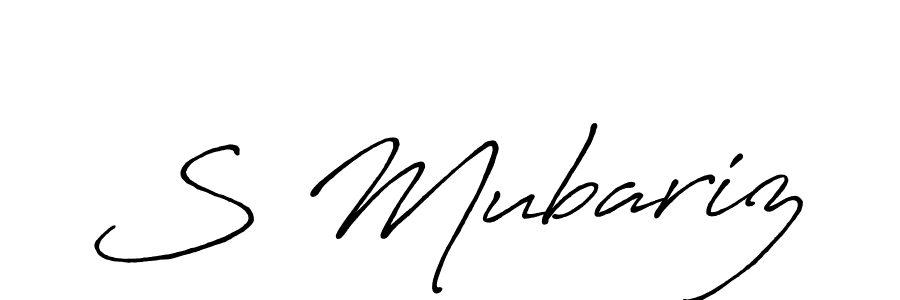 S Mubariz stylish signature style. Best Handwritten Sign (Antro_Vectra_Bolder) for my name. Handwritten Signature Collection Ideas for my name S Mubariz. S Mubariz signature style 7 images and pictures png