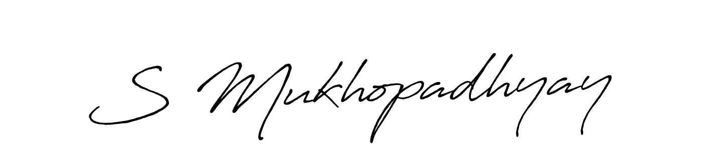 Make a beautiful signature design for name S Mukhopadhyay. With this signature (Antro_Vectra_Bolder) style, you can create a handwritten signature for free. S Mukhopadhyay signature style 7 images and pictures png