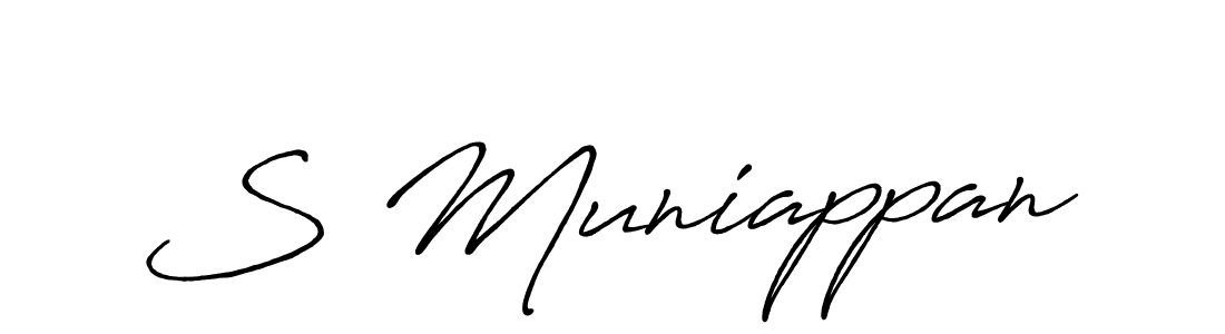 How to make S Muniappan name signature. Use Antro_Vectra_Bolder style for creating short signs online. This is the latest handwritten sign. S Muniappan signature style 7 images and pictures png